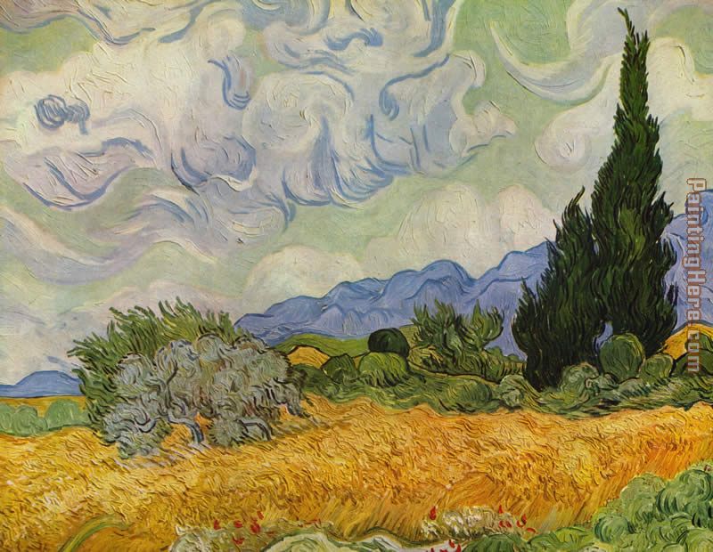 wheat field with cypresses 1889 painting - Vincent van Gogh wheat field with cypresses 1889 art painting